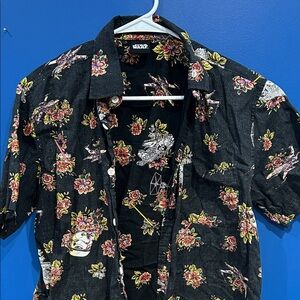 Star Wars Black Floral Button Down Shirt